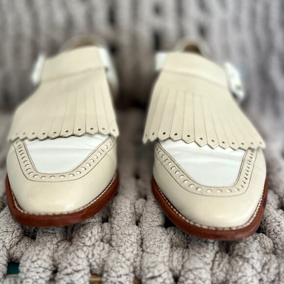 Kenneth Cole Kiltie Monk Strap Leather Loafers Vintage Cream Leather Size 8 - Picture 3 of 16